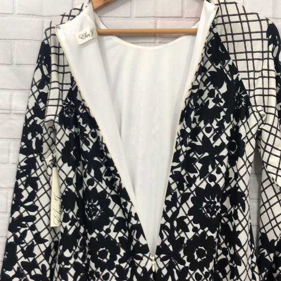 Eliza J Black White Grid Floral Shift Dres… - Picture 8 of 9